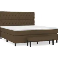 vidaXL Lit boxspring avec matelas brun foncé 160x200 cm Tissu
