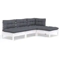vidaXL Ensemble salon de jardin 4 pièces avec coussins blanc pin