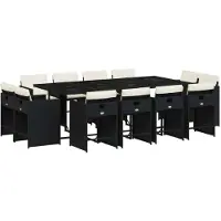 Syfax Ensemble à manger de jardin 13 pcs coussins noir résine tressée