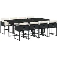 vidaXL Ensemble à manger de jardin 9pcs coussins noir résine tressée