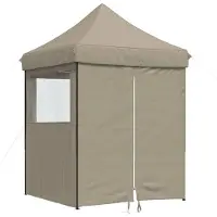 Syfax Tente de réception pliable escamotable 4 parois latérales taupe
