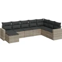 vidaXL Ensemble de jardin canapé 8 pièces avec coussins gris clair Poly rotin