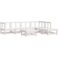 vidaXL 7-tlg. Set de salon de jardin Weiß Massivholz Kiefer