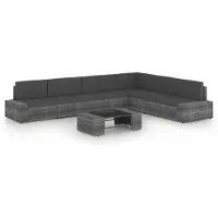 Syfax Salon de jardin 7 pcs avec coussins Gris Résine tressée