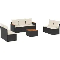 vidaXL Ensemble de jardin canapé 8 pièces avec coussins noir poly rotin