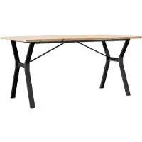Syfax Table à manger cadre en Y 140x80x75,5 cm bois pin massif acier