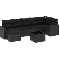 vidaXL Ensemble de jardin canapé 8 pièces avec coussins noir poly rotin