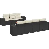 vidaXL Ensemble de jardin canapé 8 pièces avec coussins noir poly rotin