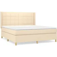 vidaXL Lit boxspring avec matelas Crème 160x200 cm Tissu