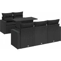 Syfax Salon de jardin 6 pcs avec coussins noir résine tressée