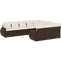 Syfax Salon de jardin 10 pcs avec coussins marron résine tressée