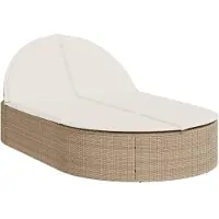 Syfax Chaise longue double avec coussins beige résine tressée