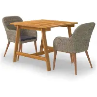 The Living Store 3-pc. Ensemble de salle à manger de jardin brun