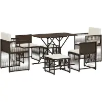 vidaXL Ensemble de jardin 7 pièces avec coussins Marron Poly rotin