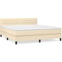 vidaXL Lit boxspring avec matelas Crème 160x200 cm Tissu