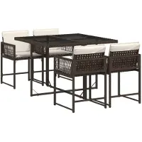 vidaXL Ensemble de jardin 5 pièces avec coussins Marron Poly rotin