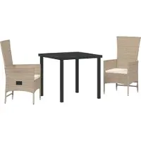 Syfax Ensemble de salle à manger pour jardin 3 pcs Beige polyrotin