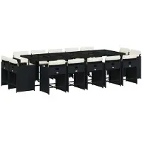 vidaXL Ensemble de jardin 15 pièces avec coussins Noir Poly Rattan