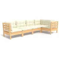 Syfax Salon de jardin 5 pcs avec coussins crème bois de pin