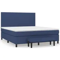 vidaXL Lit boxspring avec matelas bleu 160x200 cm Tissu