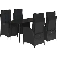 Syfax Ensemble à manger de jardin coussins 5pcs Noir Résine tressée