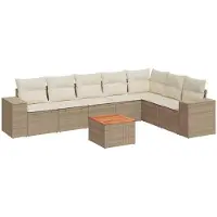 vidaXL Ensemble de jardin canapé 8 pièces avec coussins Beige Poly Rattan