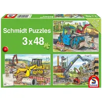 Schmidt 3 x 48 pièces Spiele Kinder Puzzle Mes véhicules de chantier préférés 56520
