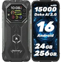 Blackview ROCK 1 Smartphone militaire outdoor à double écran Smartphone Android 16, Helio G81, 15000 mHA, recharge rapide 33 W, Face ID