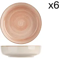 Cosy & Trendy Lot De 6 Assiettes Creuses En Grès, Rose, D18,5 Cm
