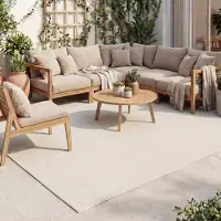 FRAAI Tapis d'extérieur | Malta Melange Crème | 200x290cm | Crème | Rectangulaire | Tapis d'extérieur