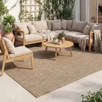 FRAAI Tapis d'extérieur | Malta Melange Naturel | 120x170cm | Crème | Rectangulaire | Tapis d'extérieur