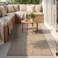 FRAAI Tapis de balcon | Malta Arrow Naturel | 80x500cm | Crème | Tapis de couloir | Tapis