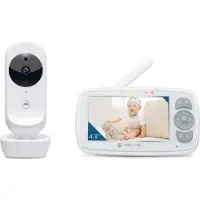 Motorola Babyfoon - avec caméra - VM34 - Écran couleur 4,3 pouces - Vision nocturne infrarouge - Fonction interphone - Berceuses