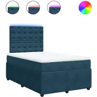 vidaXL Lit boxspring avec matelas bleu 120x190 cm velours