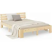 Homestyle4u Lit double lit en bois lit futon lit 140x200 naturel