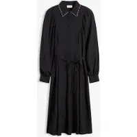 O46BPX (MB1) Robe midi féminine pour femme avec application de perles, robe de soirée noire 929373