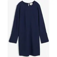 O46BPX (MB1) Robe courte décontractée pour femme, style tunique, manches longues, réf. 956346 Bleu