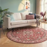FRAAI Tapis rond vintage - Imagine Medallion Rouge | Ø 200 cm | Rond | Pile courte