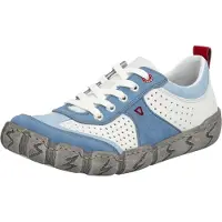 Rieker Baskets pour femmes Chaussures à lacets en cuir au look rétro avec motif perforé L0307, taille : 37 EU, couleur : blanc