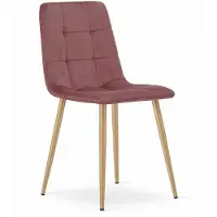 Leobert Chaise - - Kara - Velours Rose/Pieds Bois - 44,5 X 50,5 X 87 Cm