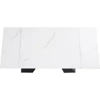 OKWISH Table À Manger - Extensible Avec Pieds Colonnes, Plateau MDF Blanc, 99-159 x 74 x 77 cm - Blanc