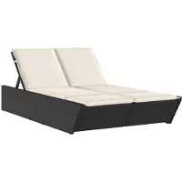 Syfax Chaise longue double avec coussins noir résine tressée