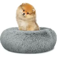 Pricenet Lit peluche universel pour chiens et chats, 40 cm - gris clair