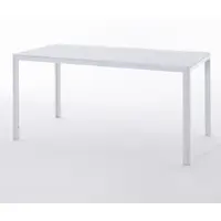Idea New Garden Srl Table d'extérieur rectangulaire 156x78 cm, structure en acier et lamelles effet bois, 6 places, style moderne pour jardin ou terrasse - THOMAS - Blanc