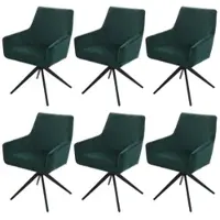 Mendler Lot de 6 chaises de salle à manger HWC-L91, chaise de cuisine accoudoir pivotant Auto-Position tissu/textile vert