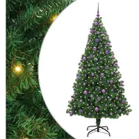 vidaXL Sapin de Noël artificiel Vert 210 cm PVC, Acier et Plastique
