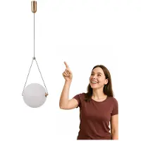 ITALUX Lampe suspendue moderne pour cuisine salon sphère en verre opale doré couleur chaude LED 12W RASTIA