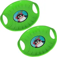 KOTARBAU 2 pièces Luge PVC 60 cm Luge Enfant Vert Sled Poignées Ergonomiques et Adulte Traineau à Neige Résistant Facile à Transporter