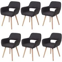 Mendler 6x chaise de salle à manger HWC-A50 II, fauteuil, design rétro des années 50 similicuir, marron