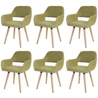 Mendler 6x chaise de salle à manger Altena II, fauteuil, design rétro des années 50 tissu, vert clair